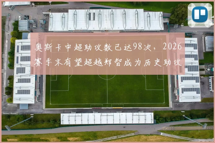 奥斯卡中超助攻数已达98次，2026赛季末有望超越郑智成为历史助攻王